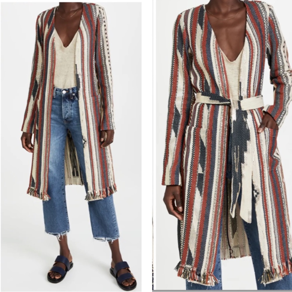 Ramy Brook Cody Jacket Size Small Belted Coat3/4 Length Unique Metallic UBB